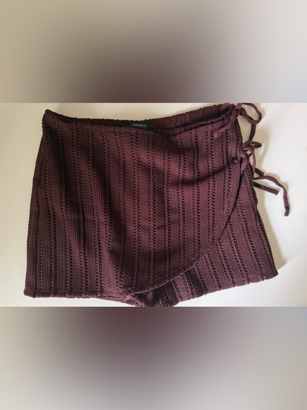 Brown Crochet Wrap Skort with Side Ties